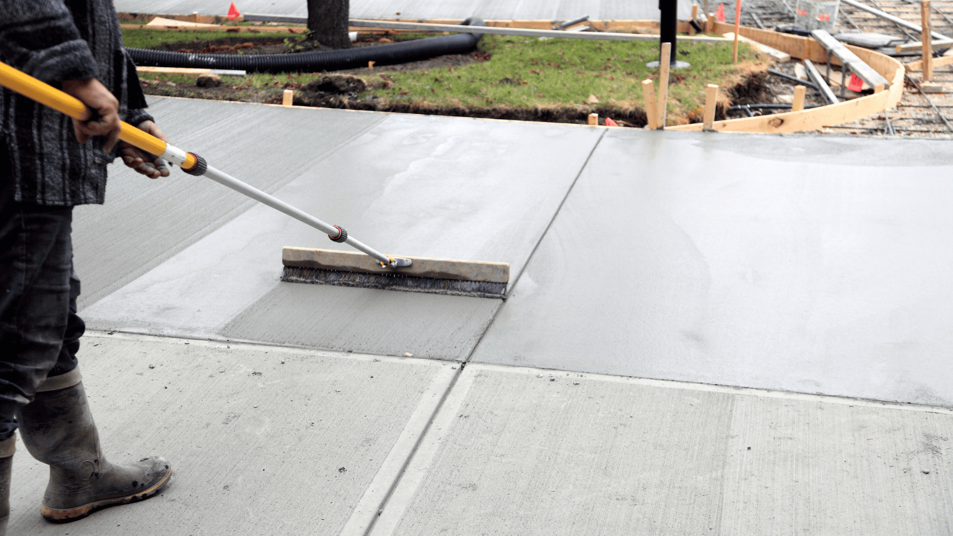 Concrete driveway being finished